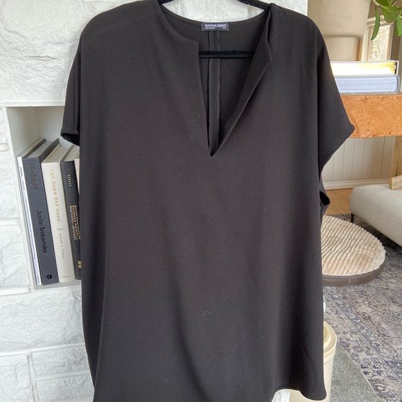 American Apparel Crepe Shift Dress Black Cocktail Mini Dress Size XS/S - Picture 4 of 7